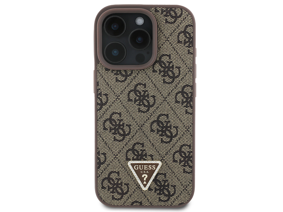 Guess 4G Monogram Necklace Case Bruin - iPhone 16 Pro hoesje met Koord