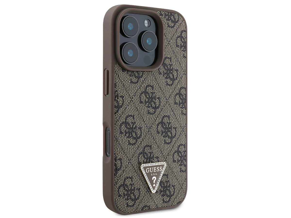 Guess 4G Monogram Necklace Case Bruin - iPhone 16 Pro hoesje met Koord