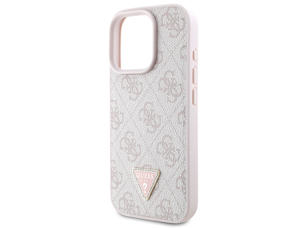 Guess 4G Monogram Necklace Case Roze - iPhone 16 Pro hoesje met Koord