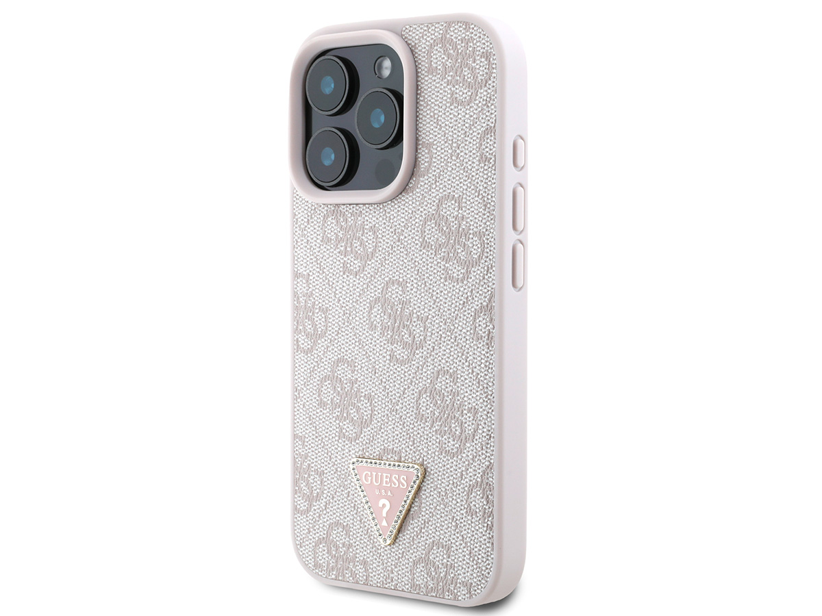 Guess 4G Monogram Necklace Case Roze - iPhone 16 Pro hoesje met Koord