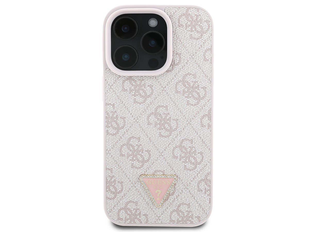 Guess 4G Monogram Necklace Case Roze - iPhone 16 Pro hoesje met Koord