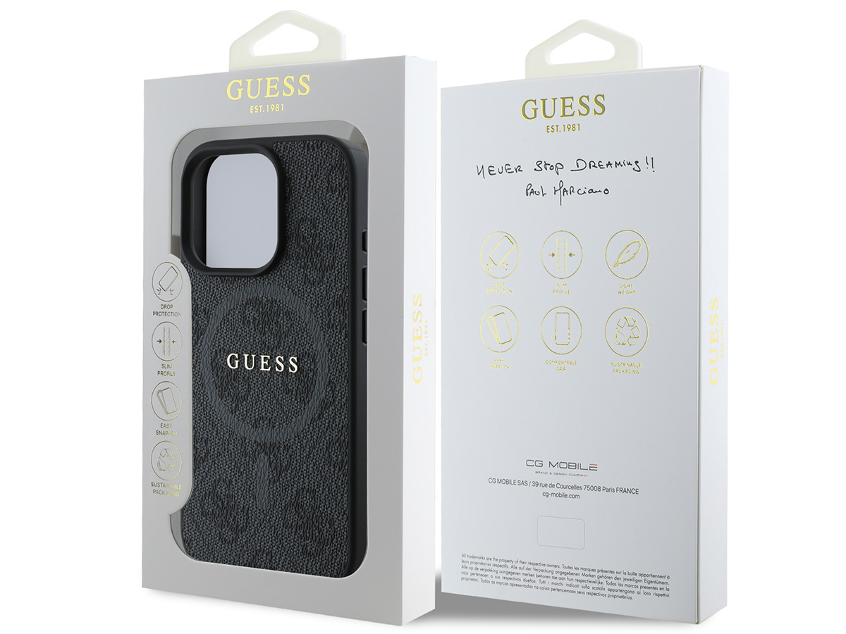 Guess 4G Monogram MagSafe Case Grijs - iPhone 16 Pro hoesje