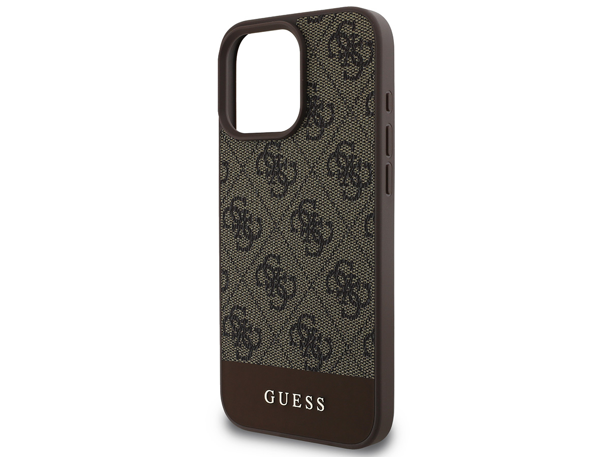 Guess 4G Monogram Stripe Case Bruin - iPhone 16 Pro hoesje