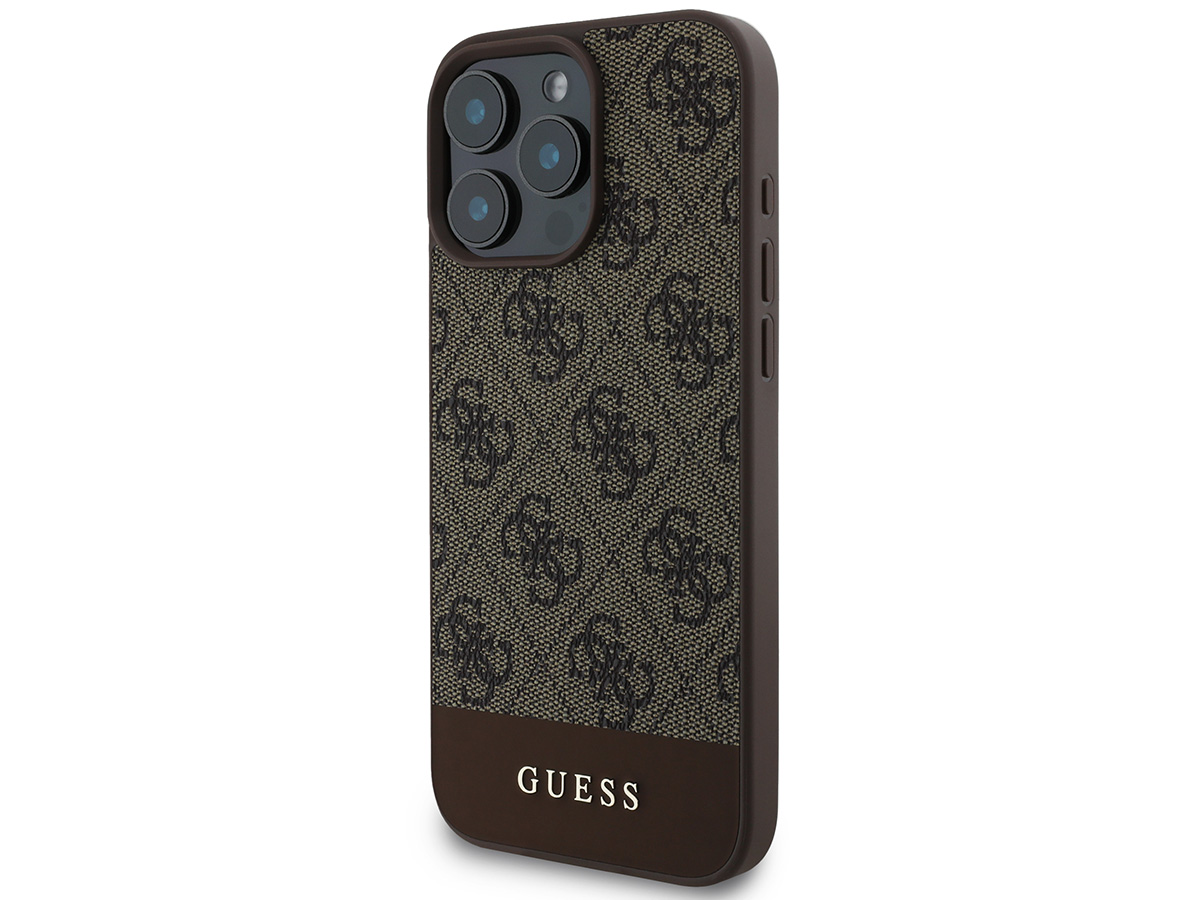 Guess 4G Monogram Stripe Case Bruin - iPhone 16 Pro hoesje