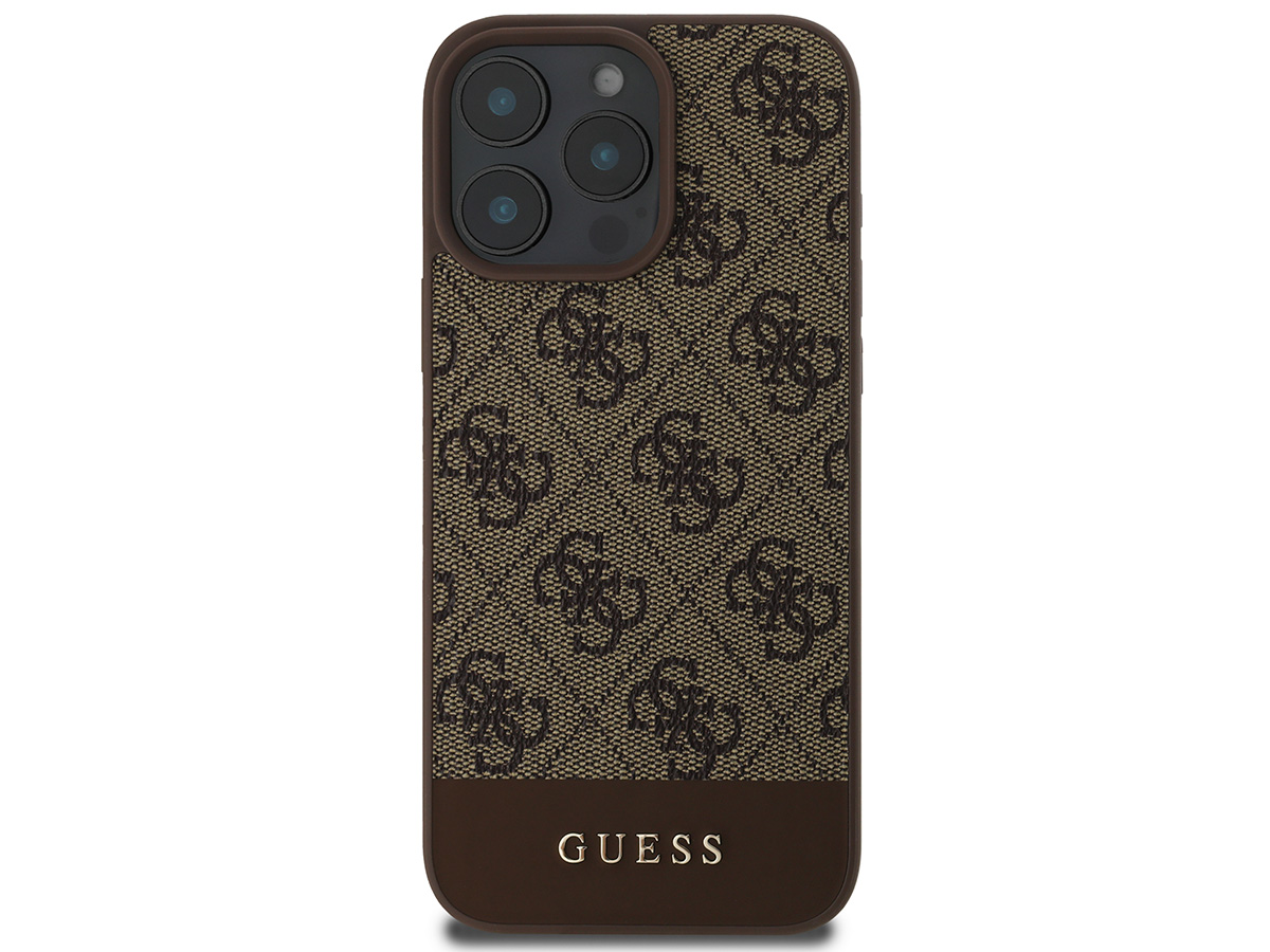 Guess 4G Monogram Stripe Case Bruin - iPhone 16 Pro hoesje