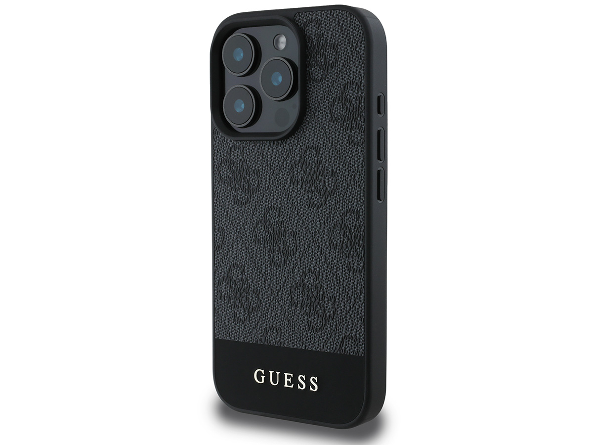 Guess 4G Monogram Stripe Case Grijs - iPhone 16 Pro hoesje