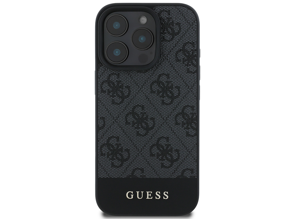 Guess 4G Monogram Stripe Case Grijs - iPhone 16 Pro hoesje