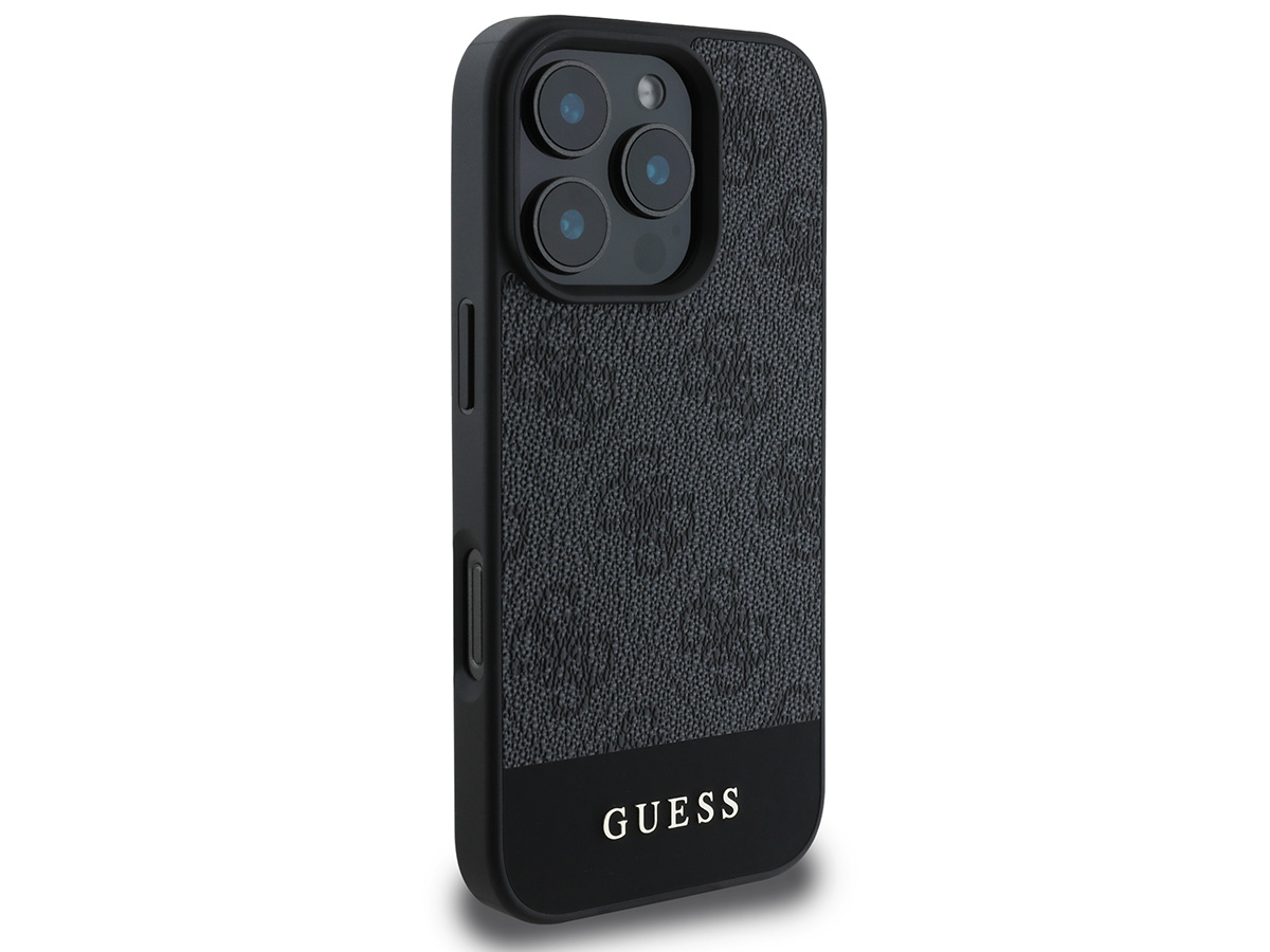 Guess 4G Monogram Stripe Case Grijs - iPhone 16 Pro hoesje