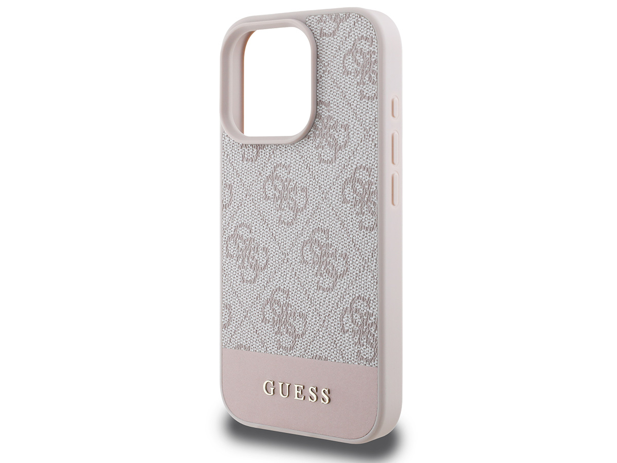 Guess 4G Monogram Stripe Case Roze - iPhone 16 Pro hoesje