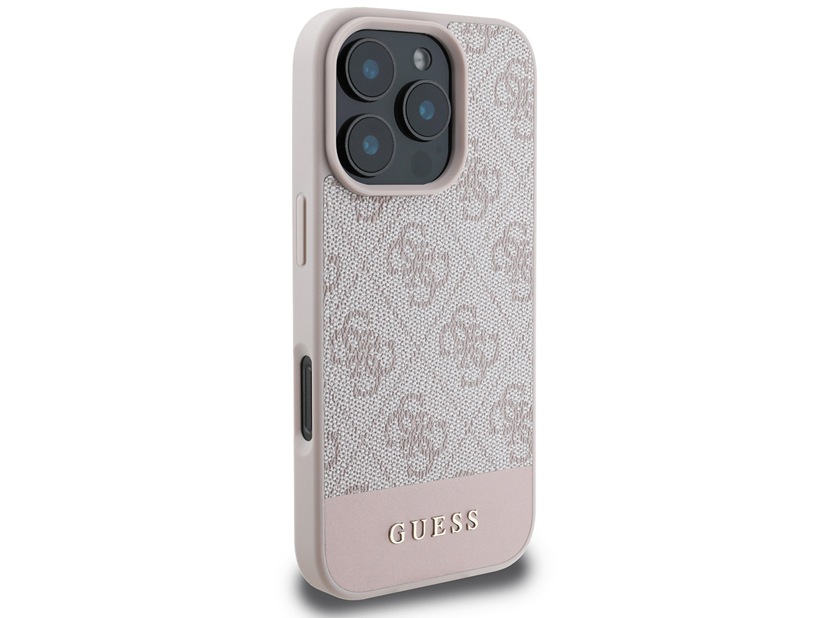 Guess 4G Monogram Stripe Case Roze - iPhone 16 Pro hoesje