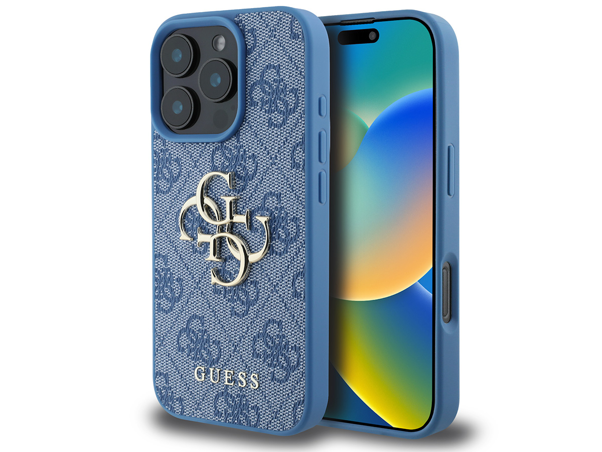 Guess Big 4G Monogram Case Blauw - iPhone 16 Pro hoesje