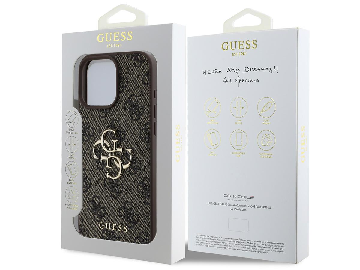 Guess Big 4G Monogram Case Bruin - iPhone 16 Pro hoesje