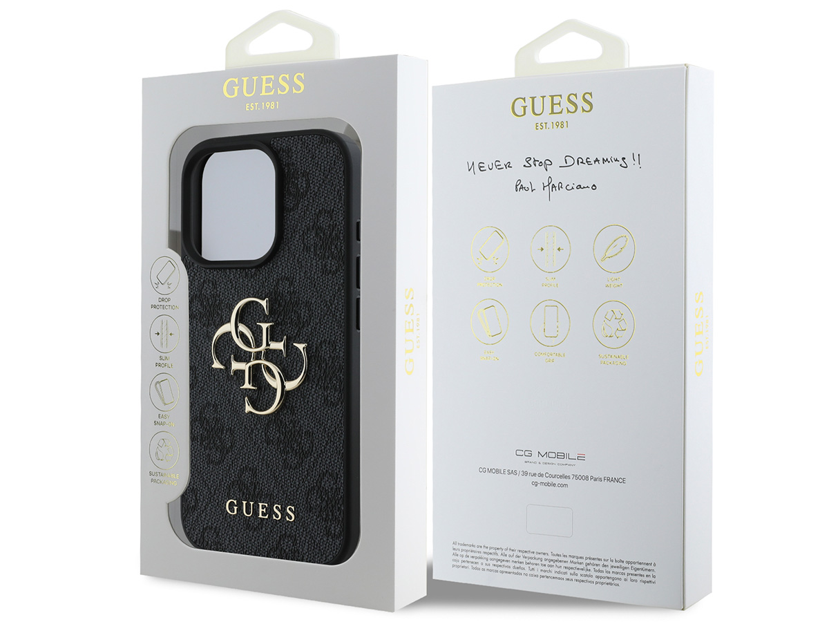 Guess Big 4G Monogram Case Grijs - iPhone 16 Pro hoesje