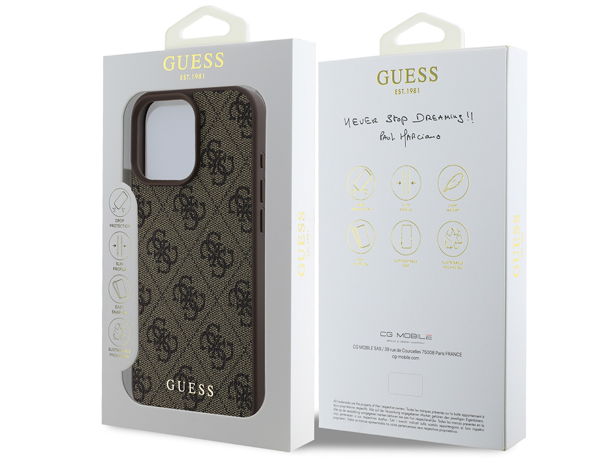 Guess Classic 4G Monogram Case Bruin - iPhone 16 Pro hoesje