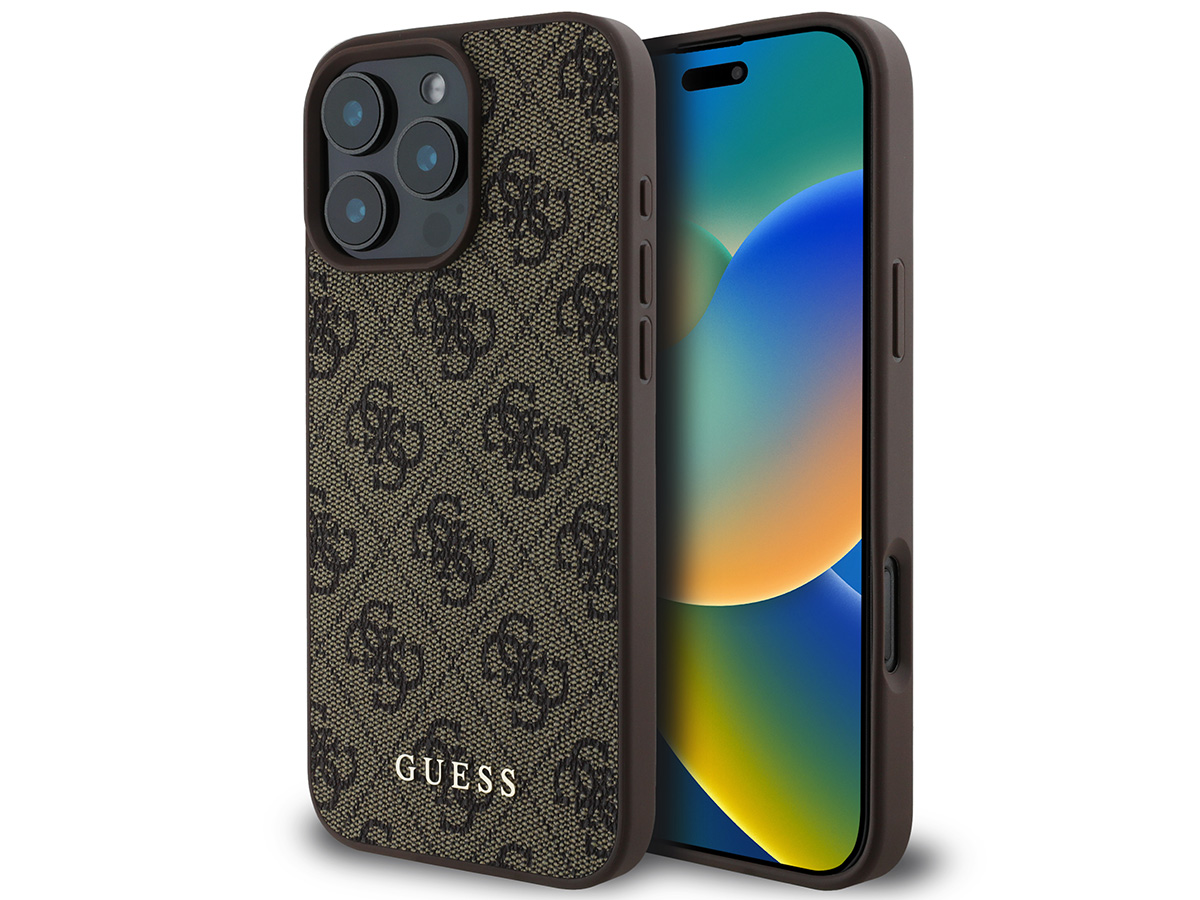 Guess Classic 4G Monogram Case Bruin - iPhone 16 Pro hoesje