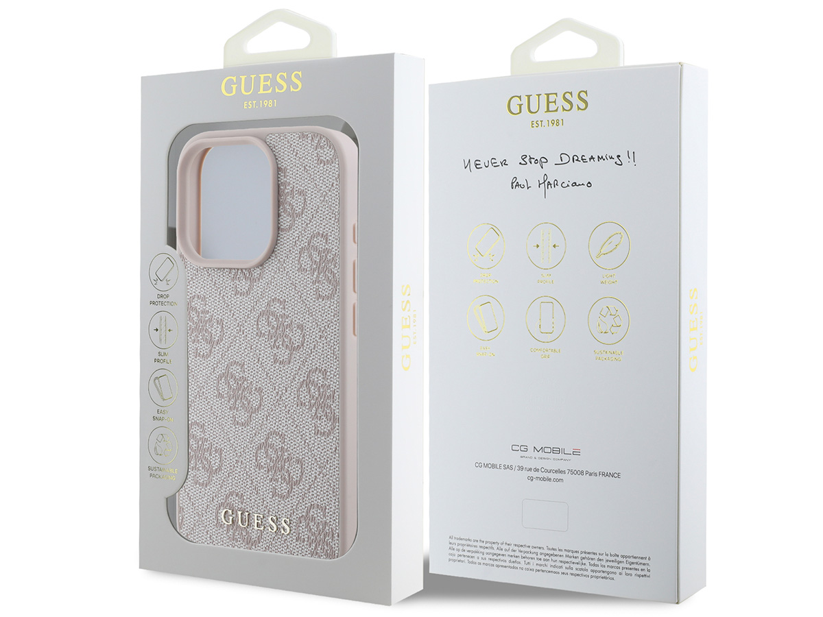 Guess Classic 4G Monogram Case Roze - iPhone 16 Pro hoesje