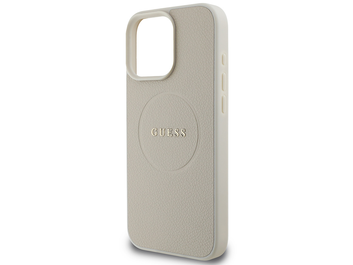 Guess Leatherette MagSafe Case Beige - iPhone 16 Pro hoesje