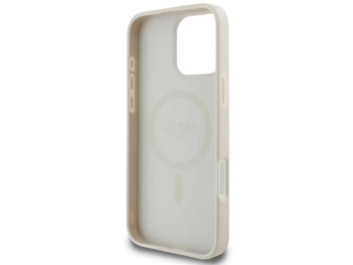 Guess Leatherette MagSafe Case Beige - iPhone 16 Pro hoesje