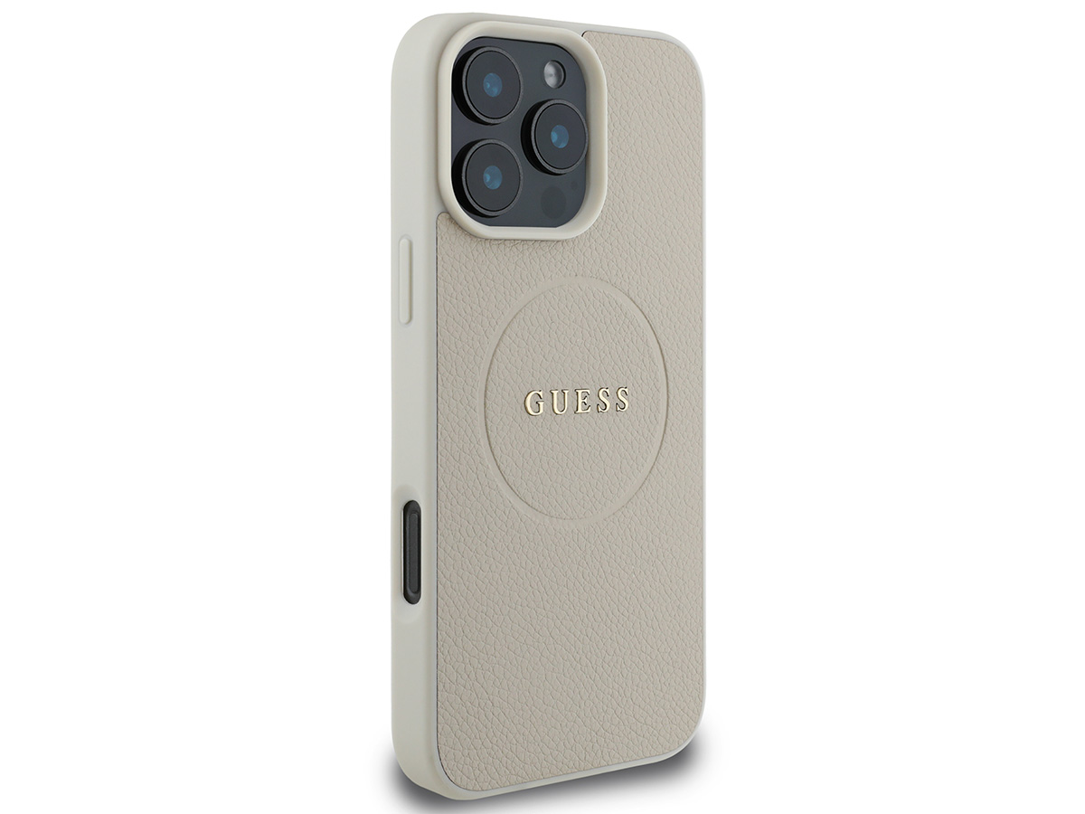 Guess Leatherette MagSafe Case Beige - iPhone 16 Pro hoesje