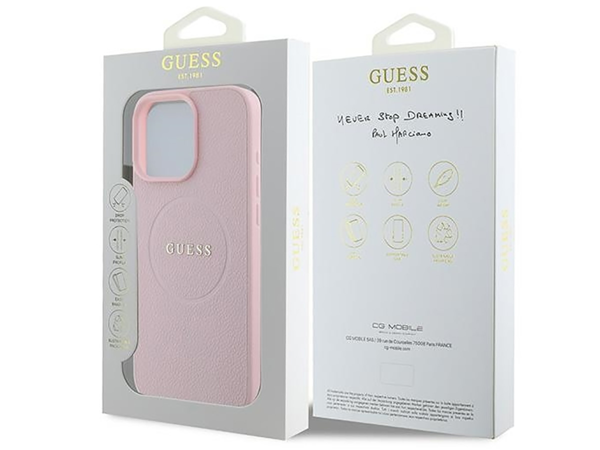 Guess Leatherette MagSafe Case Roze - iPhone 16 Pro hoesje