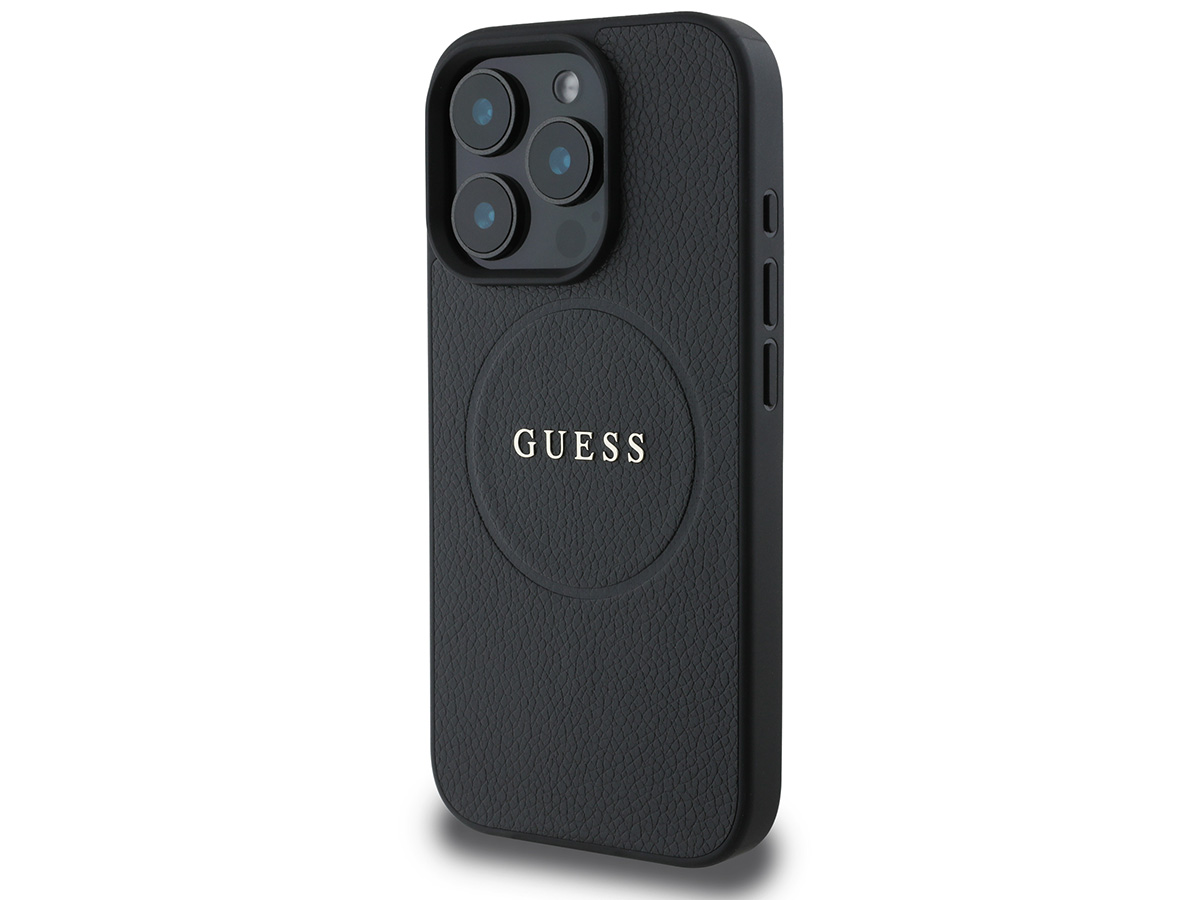 Guess Leatherette MagSafe Case Zwart - iPhone 16 Pro hoesje