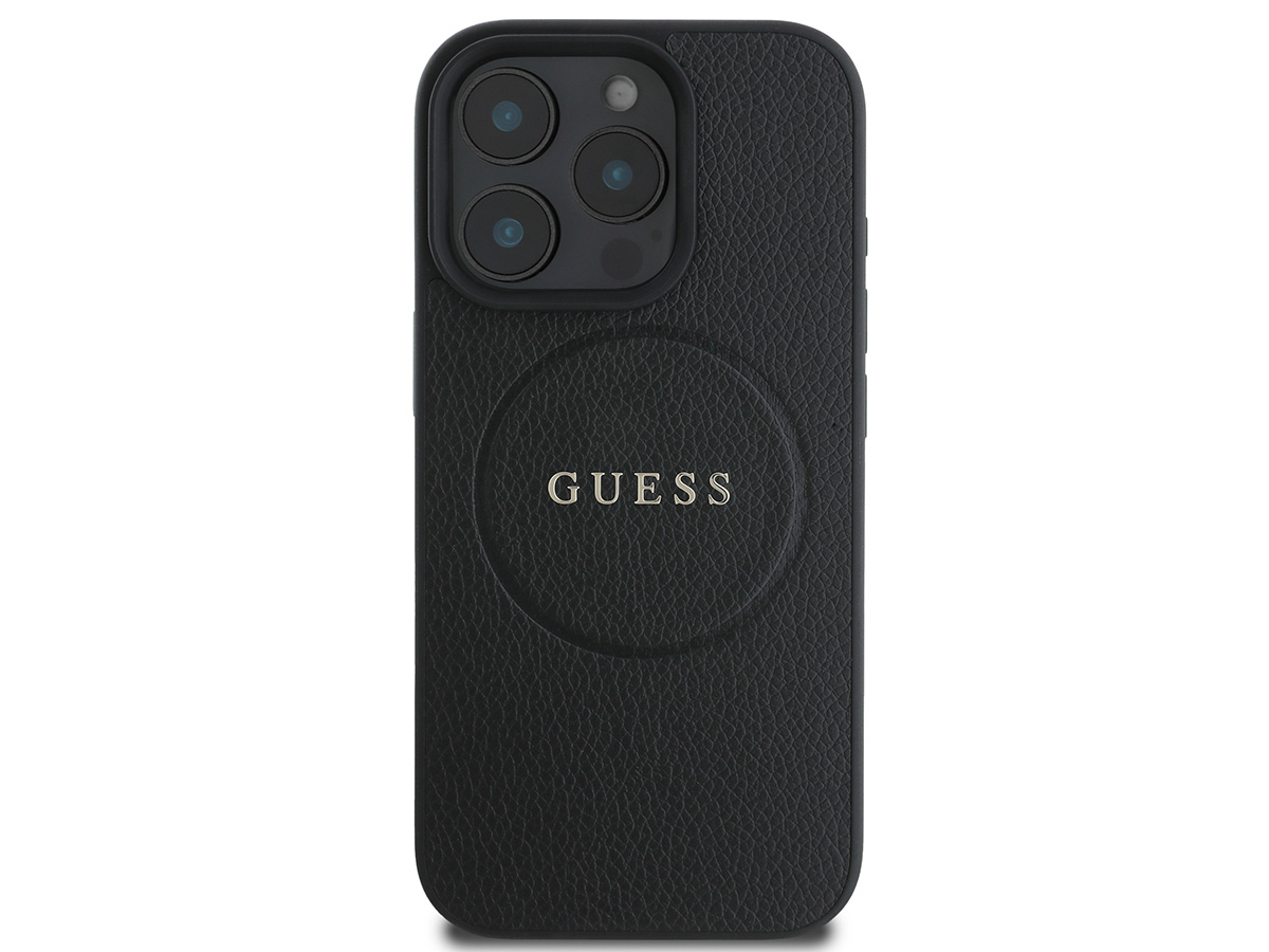 Guess Leatherette MagSafe Case Zwart - iPhone 16 Pro hoesje