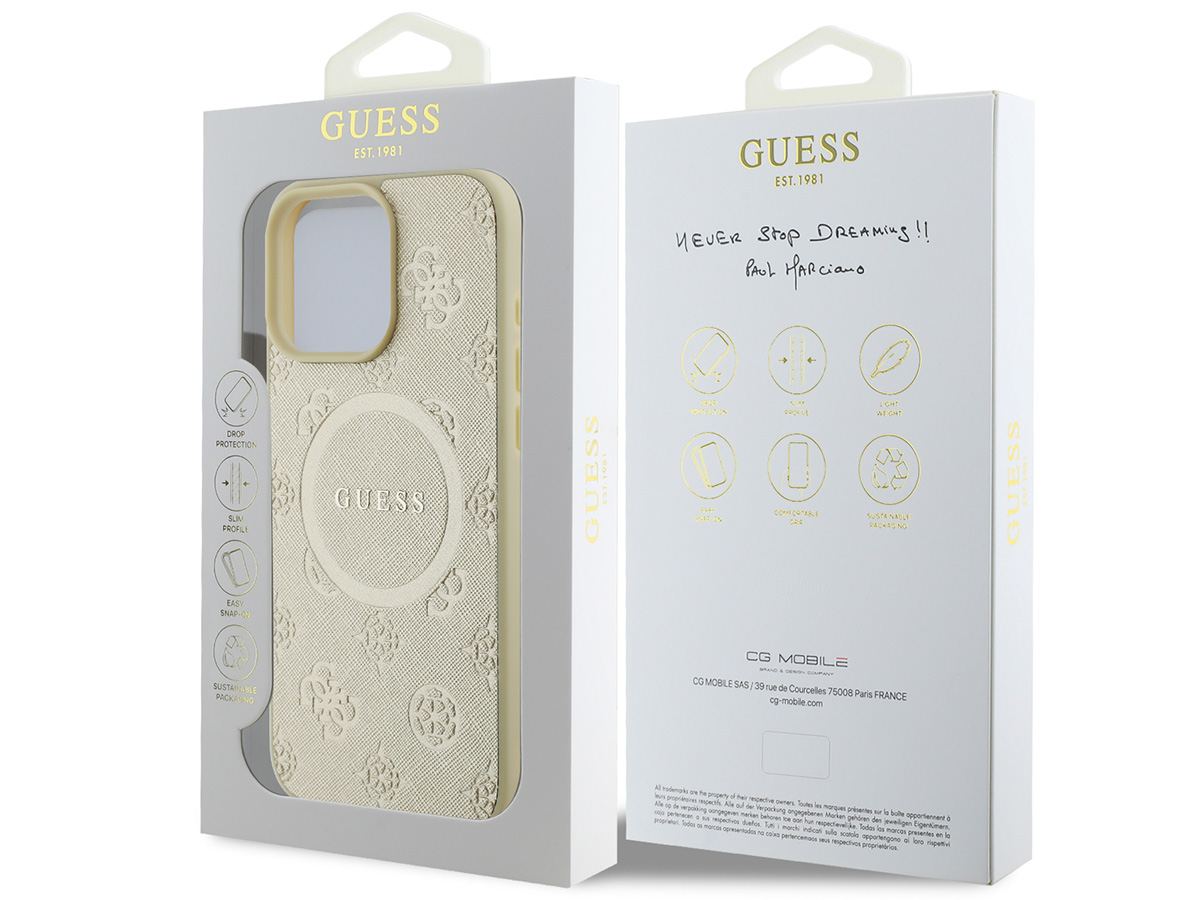 Guess Peony Logo MagSafe Case Goud - iPhone 16 Pro hoesje