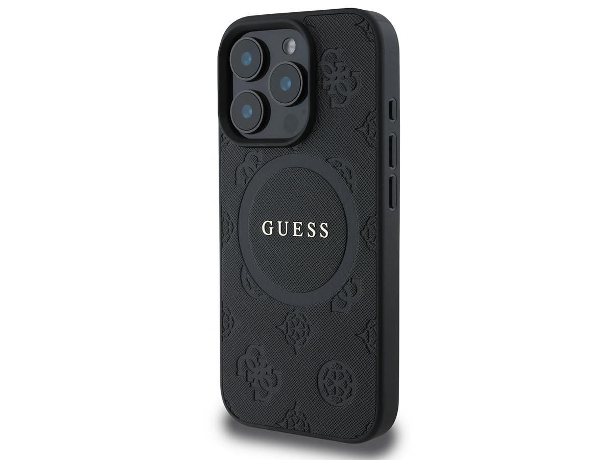 Guess Peony Logo MagSafe Case Zwart - iPhone 16 Pro hoesje