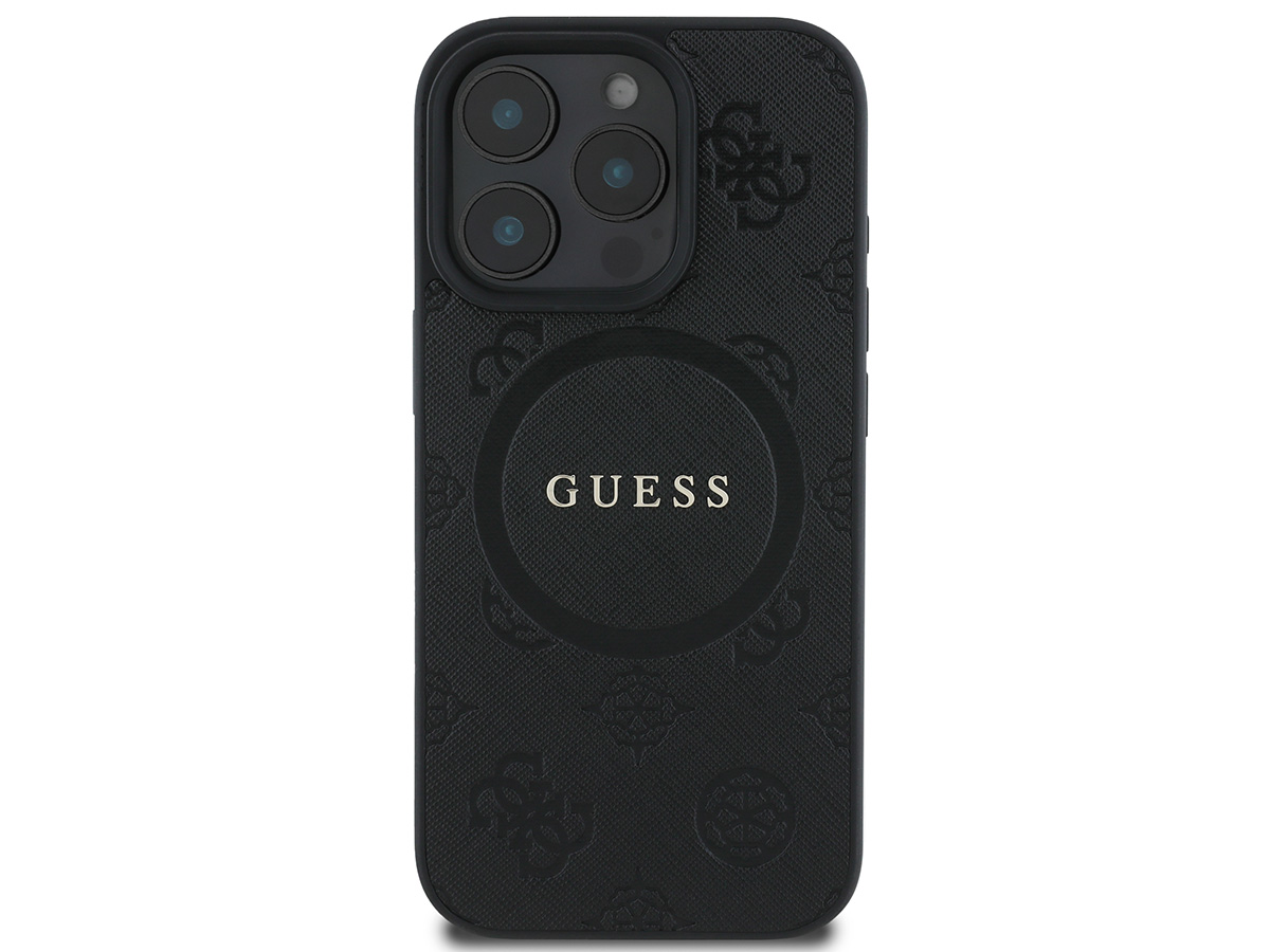 Guess Peony Logo MagSafe Case Zwart - iPhone 16 Pro hoesje