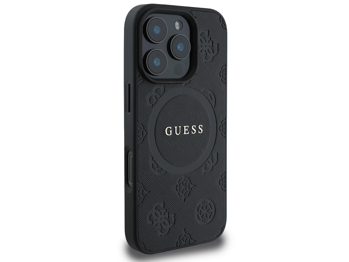 Guess Peony Logo MagSafe Case Zwart - iPhone 16 Pro hoesje