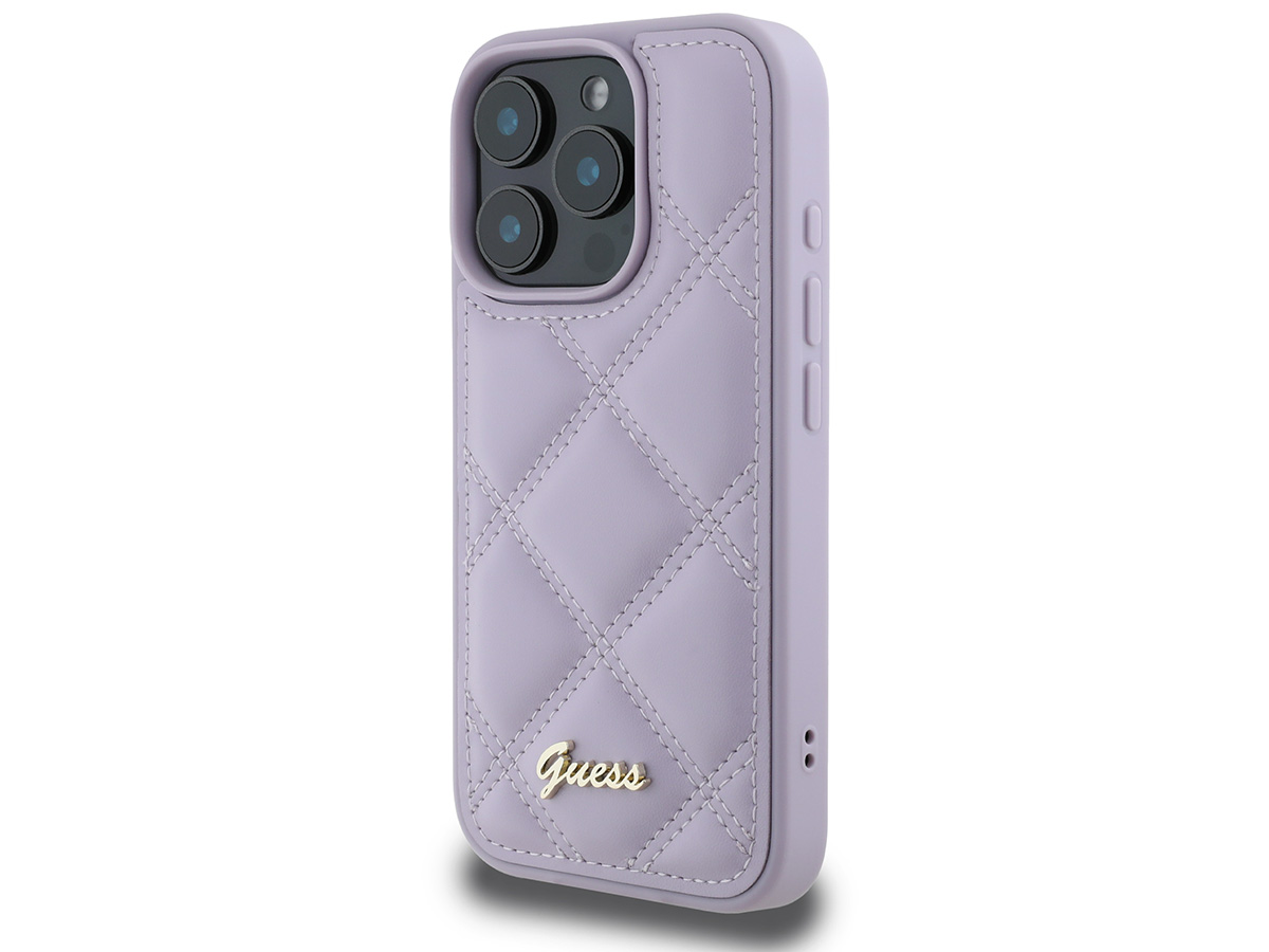 Guess Diamond Quilted Puffer Case Lila Paars - iPhone 16 Pro hoesje