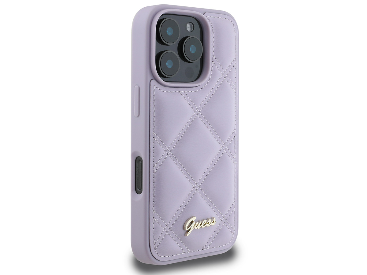 Guess Diamond Quilted Puffer Case Lila Paars - iPhone 16 Pro hoesje