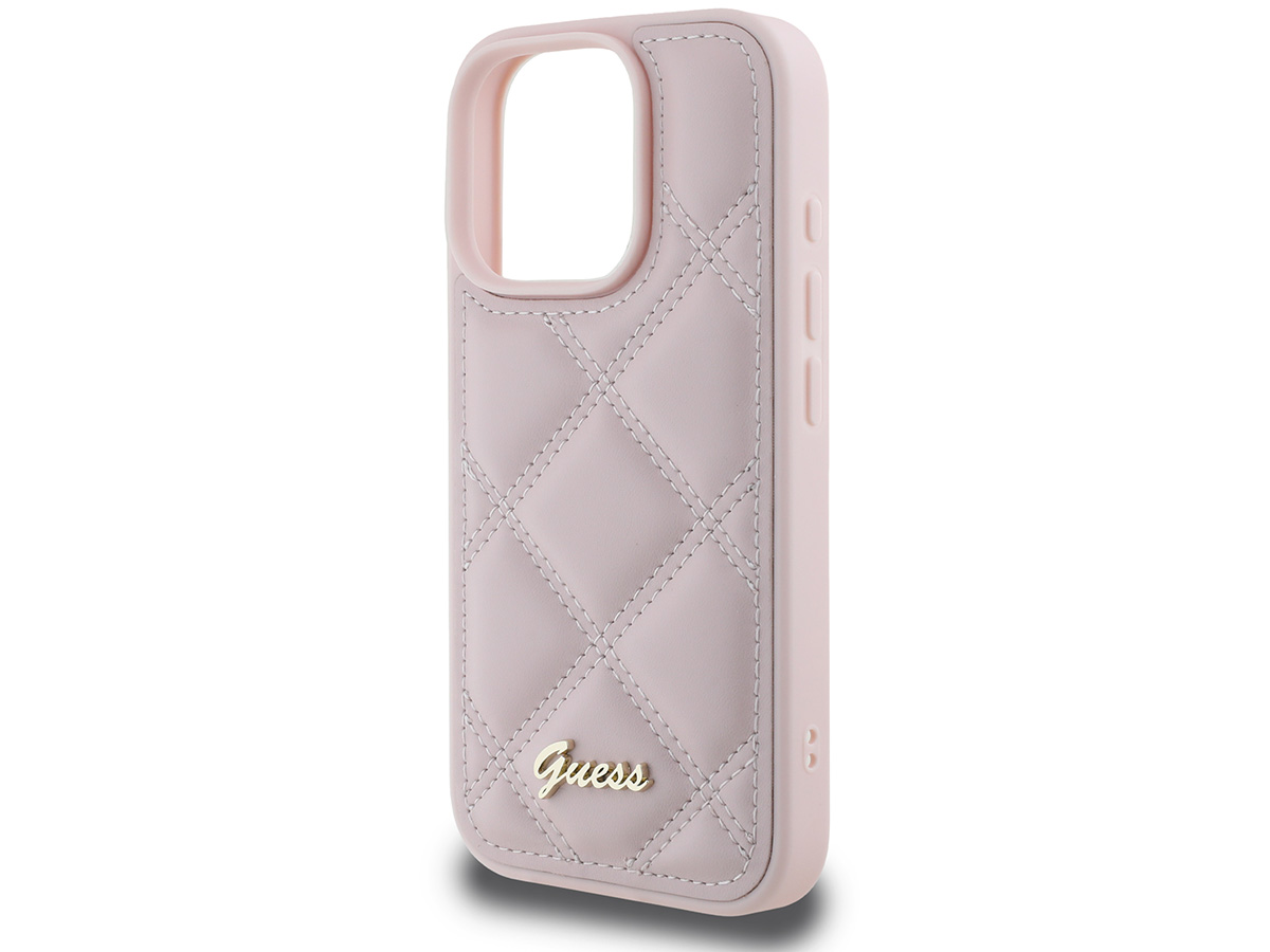 Guess Diamond Quilted Puffer Case Roze - iPhone 16 Pro hoesje