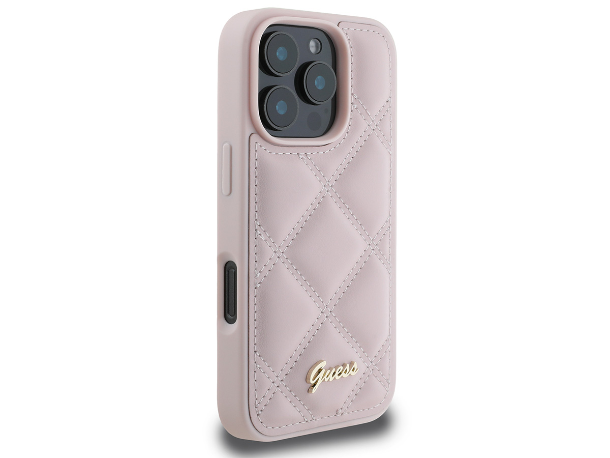 Guess Diamond Quilted Puffer Case Roze - iPhone 16 Pro hoesje