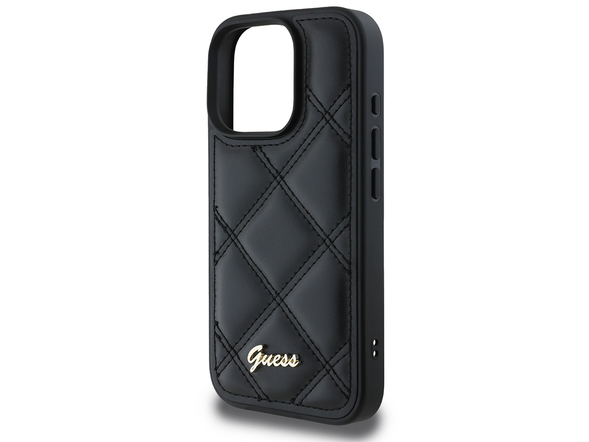 Guess Diamond Quilted Puffer Case Zwart - iPhone 16 Pro hoesje