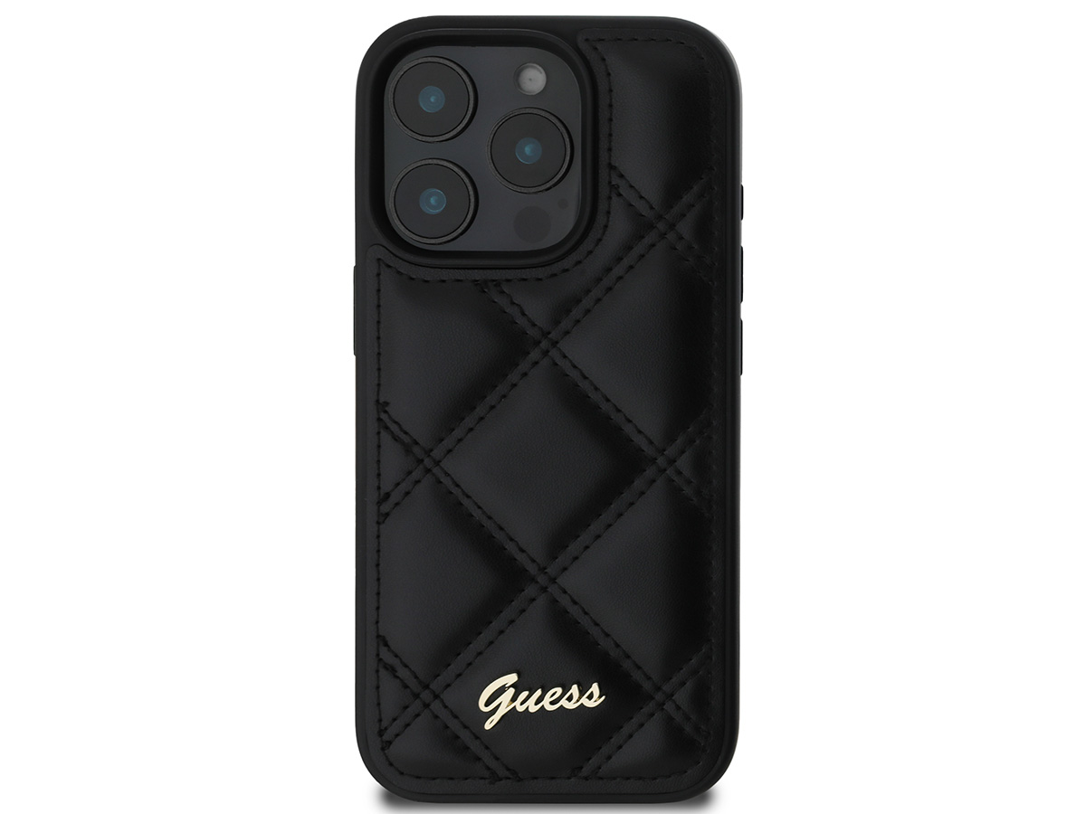 Guess Diamond Quilted Puffer Case Zwart - iPhone 16 Pro hoesje