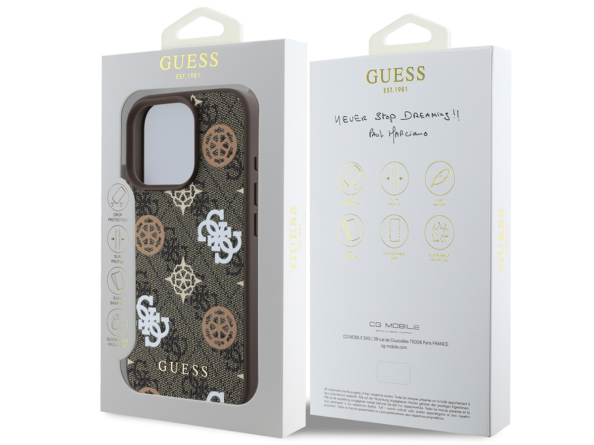 Guess Stamped Monogram MagSafe Case Bruin - iPhone 16 Pro hoesje