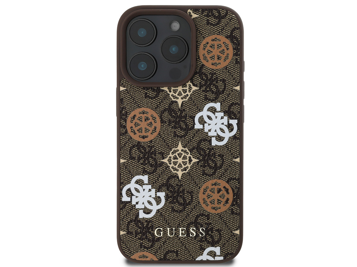 Guess Stamped Monogram MagSafe Case Bruin - iPhone 16 Pro hoesje