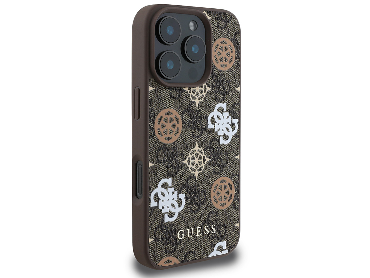 Guess Stamped Monogram MagSafe Case Bruin - iPhone 16 Pro hoesje