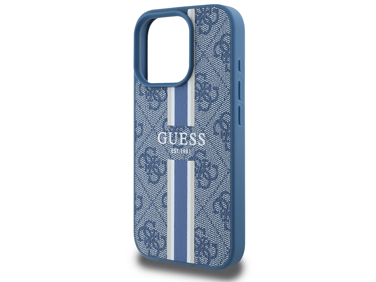 Guess Varsity Monogram MagSafe Case Blauw - iPhone 16 Pro hoesje