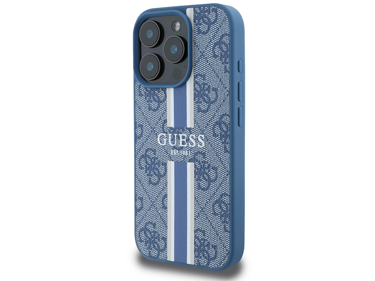 Guess Varsity Monogram MagSafe Case Blauw - iPhone 16 Pro hoesje