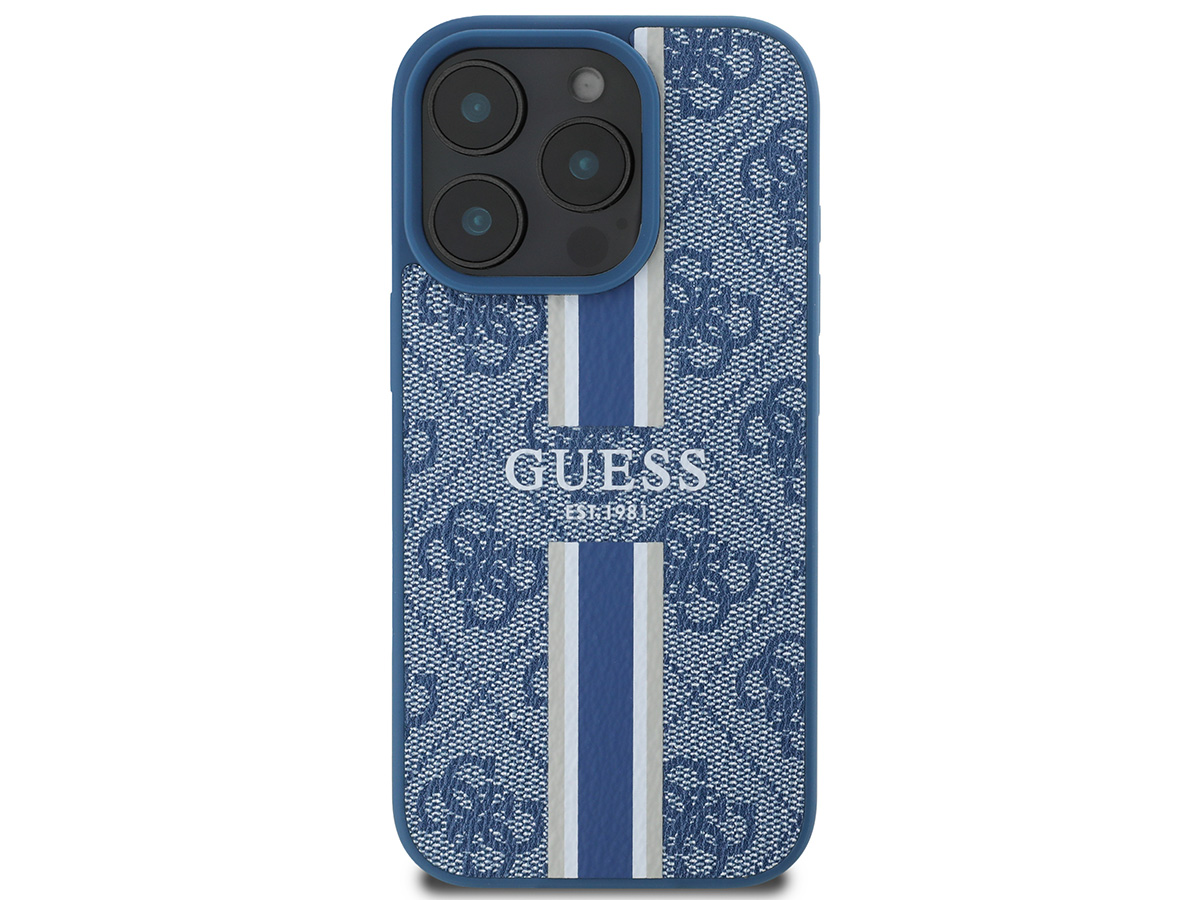 Guess Varsity Monogram MagSafe Case Blauw - iPhone 16 Pro hoesje