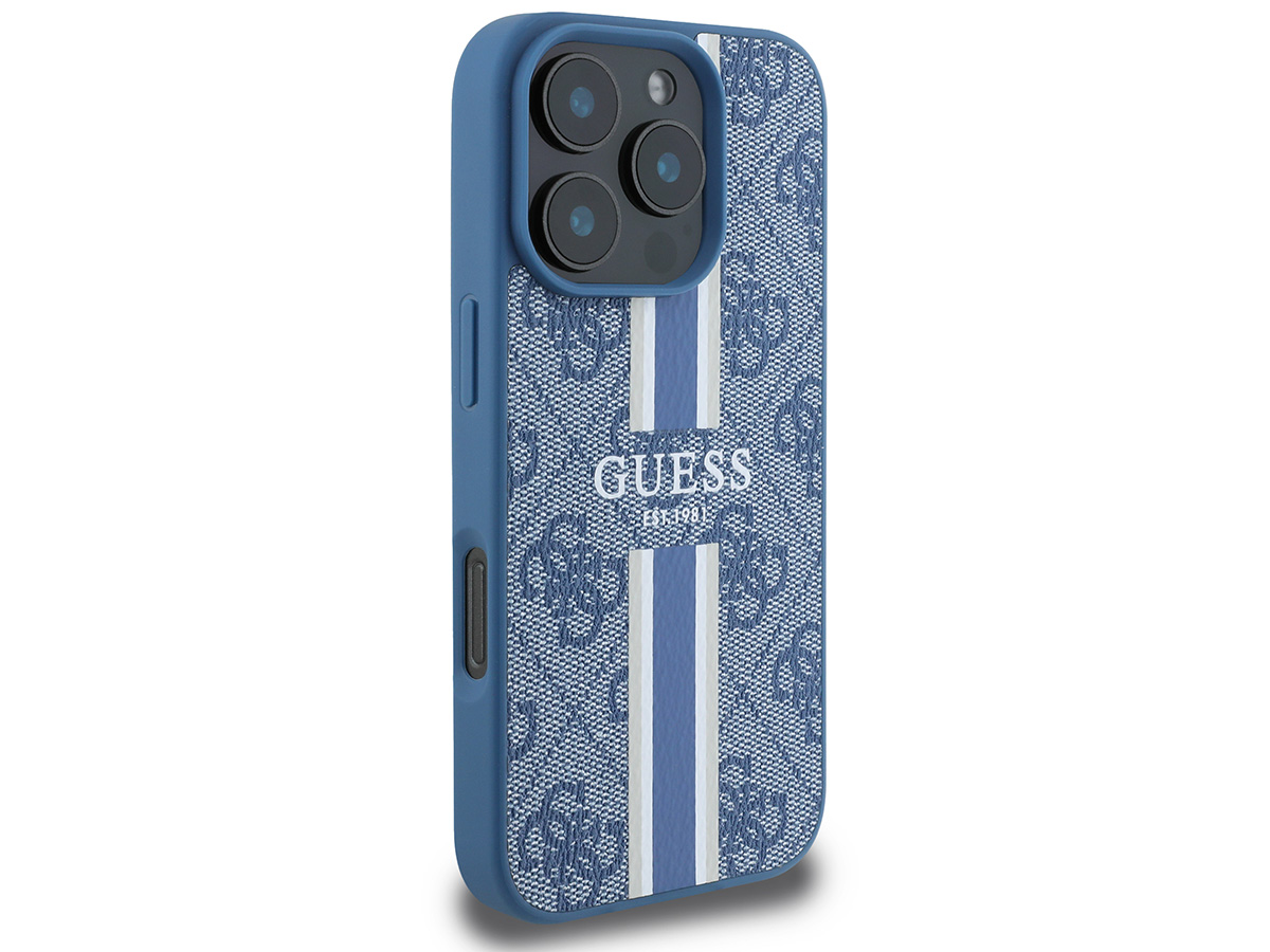 Guess Varsity Monogram MagSafe Case Blauw - iPhone 16 Pro hoesje