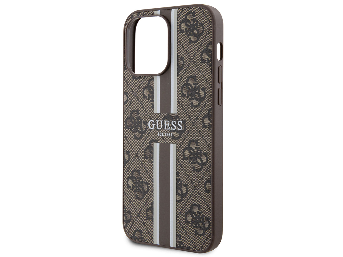 Guess Varsity Monogram MagSafe Case Bruin - iPhone 16 Pro hoesje