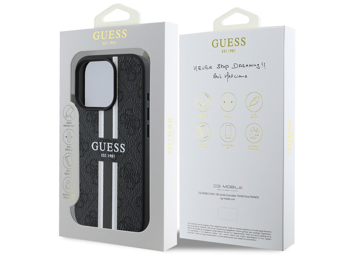 Guess Varsity Monogram MagSafe Case Grijs - iPhone 16 Pro hoesje