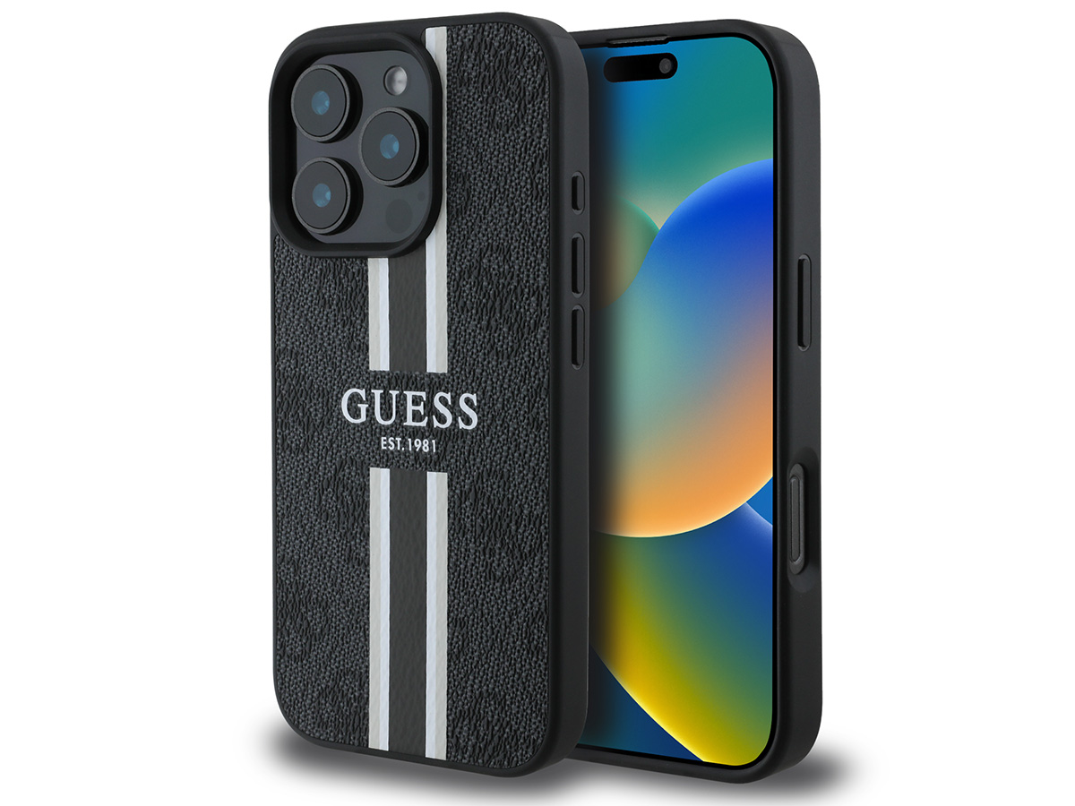 Guess Varsity Monogram MagSafe Case Grijs - iPhone 16 Pro hoesje