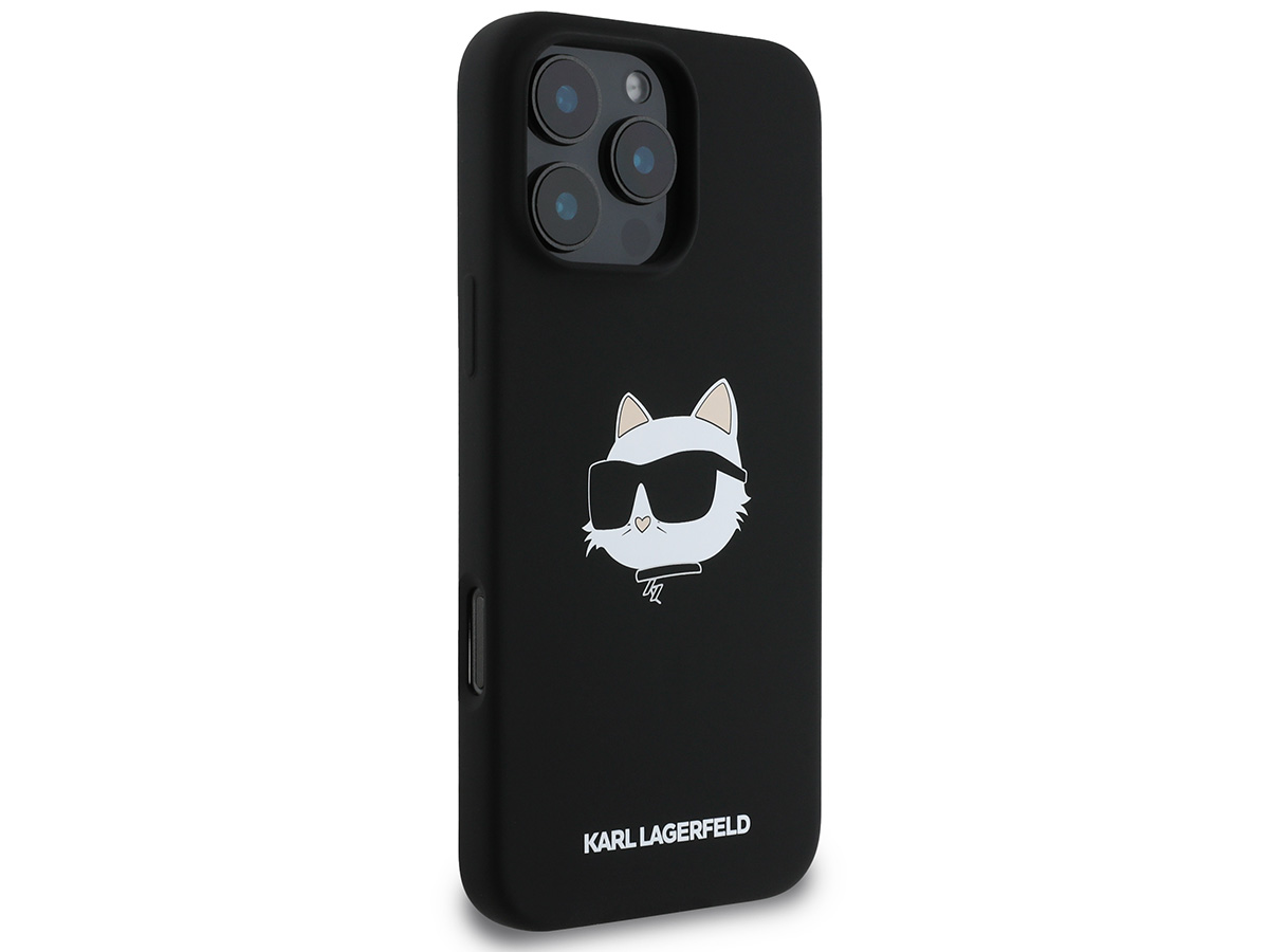 Karl Lagerfeld Ikonik Choupette MagSafe Case Zwart - iPhone 16 Pro hoesje