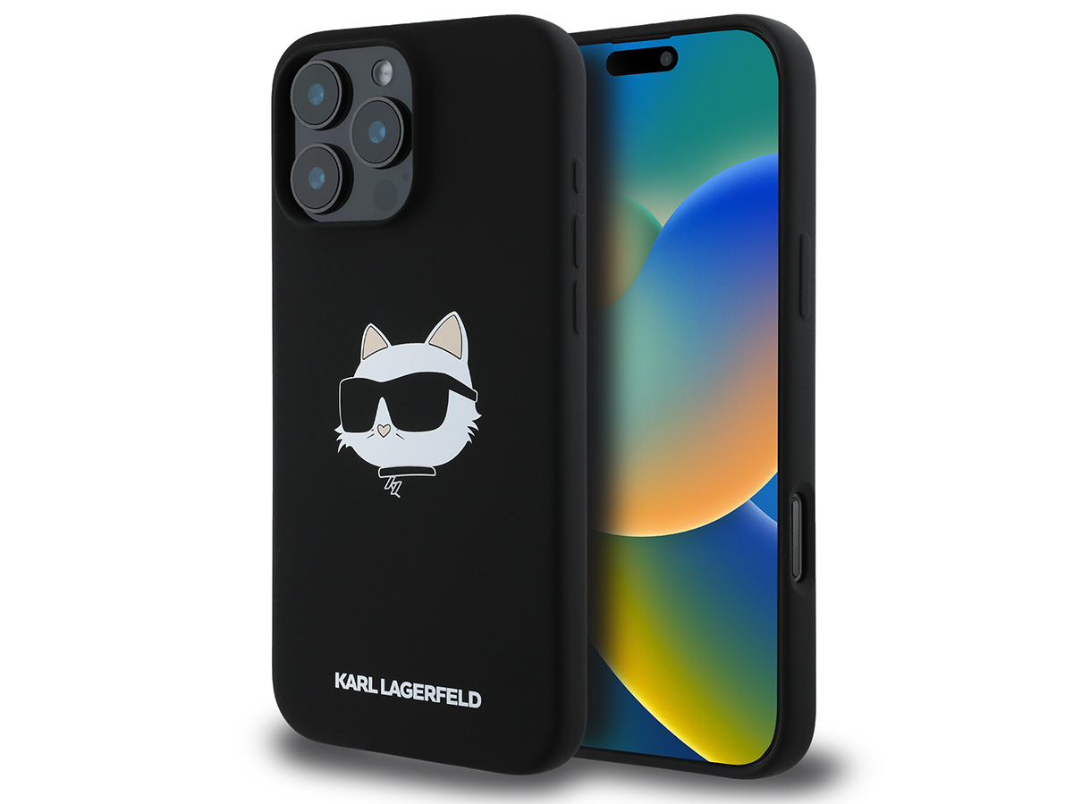 Karl Lagerfeld Ikonik Choupette MagSafe Case Zwart - iPhone 16 Pro hoesje