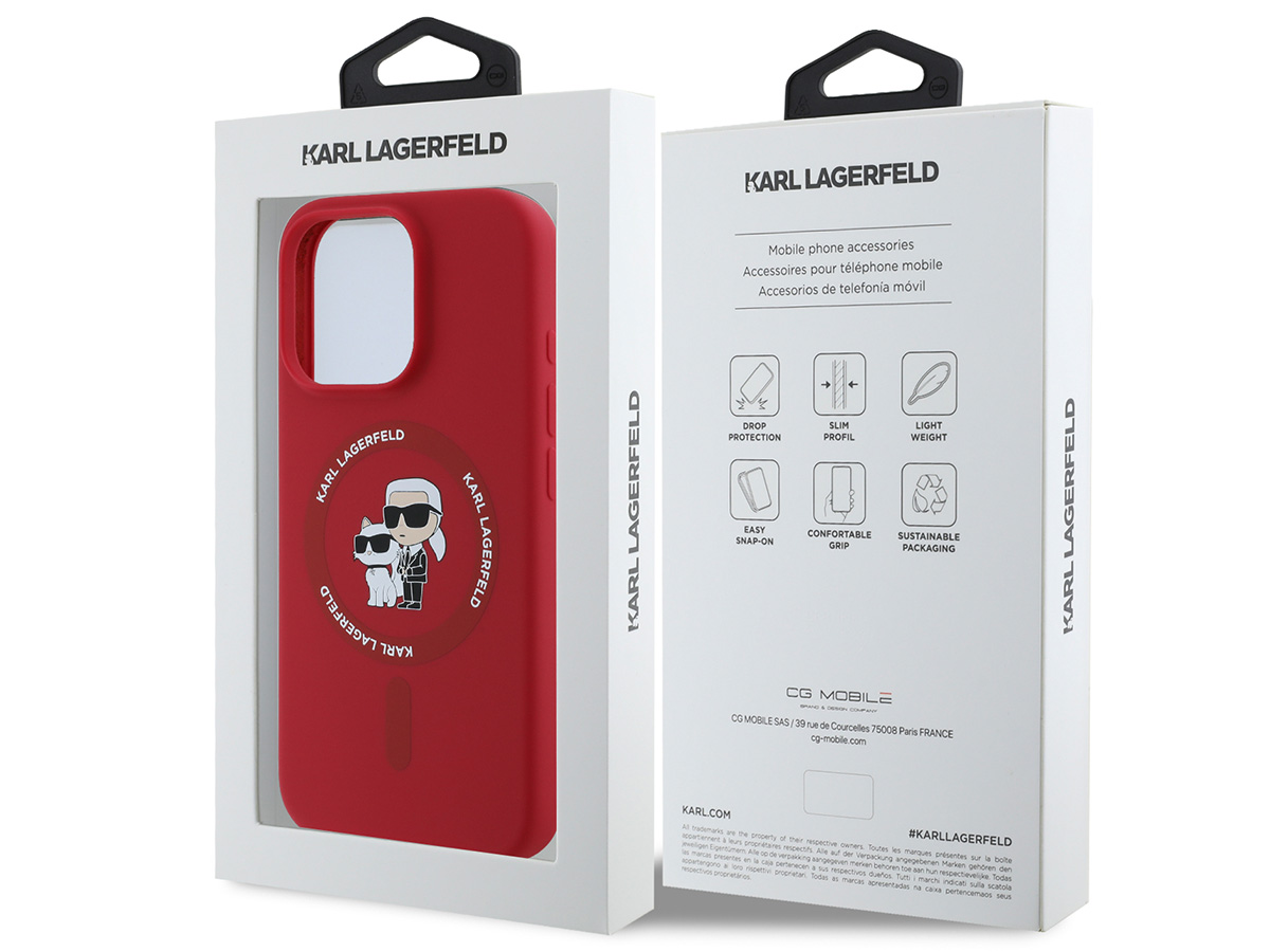 Karl Lagerfeld Ikonik Duo MagSafe Case Rood - iPhone 16 Pro hoesje