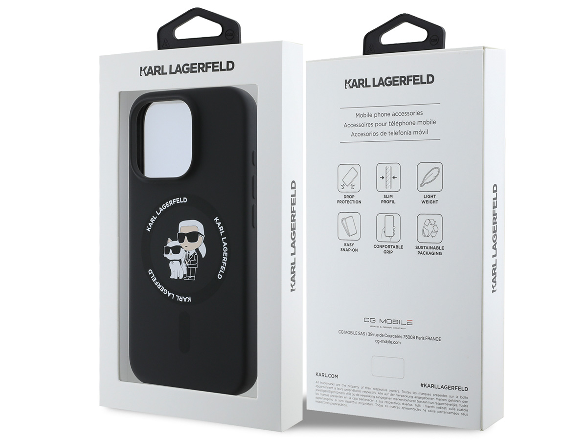 Karl Lagerfeld Ikonik Duo MagSafe Case Zwart - iPhone 16 Pro hoesje